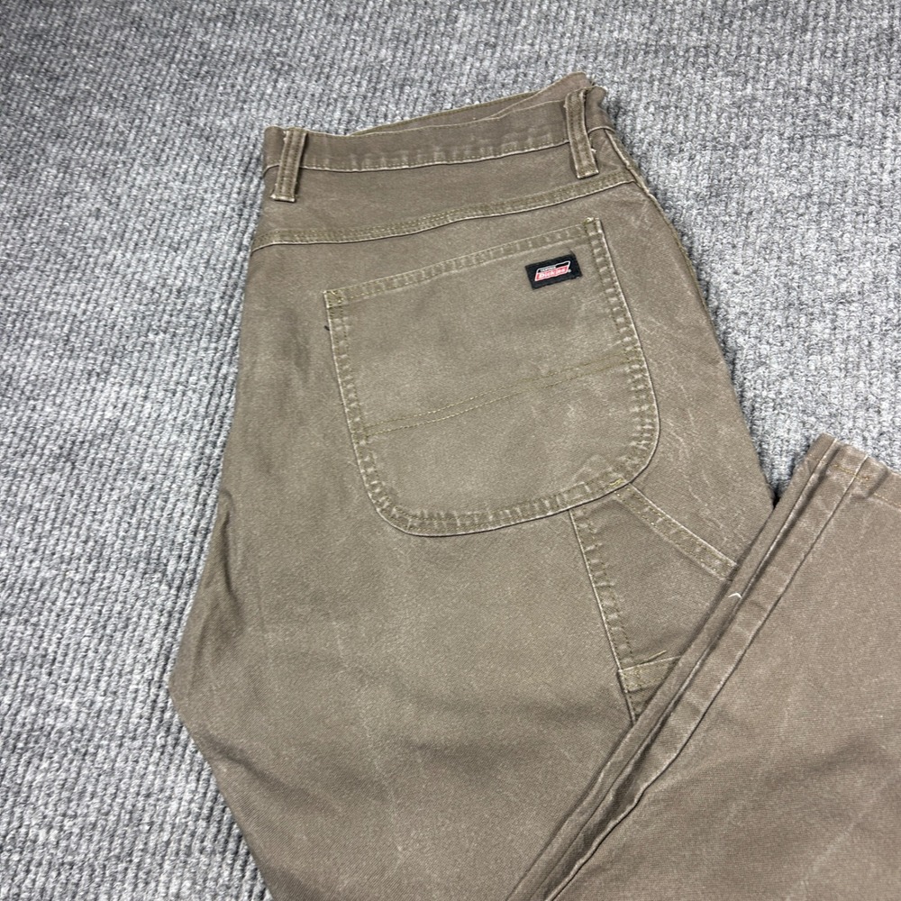 Dickies Pants Mens 38x30 Brown Canvas Carpenter Workwear Utility Duck Trousers